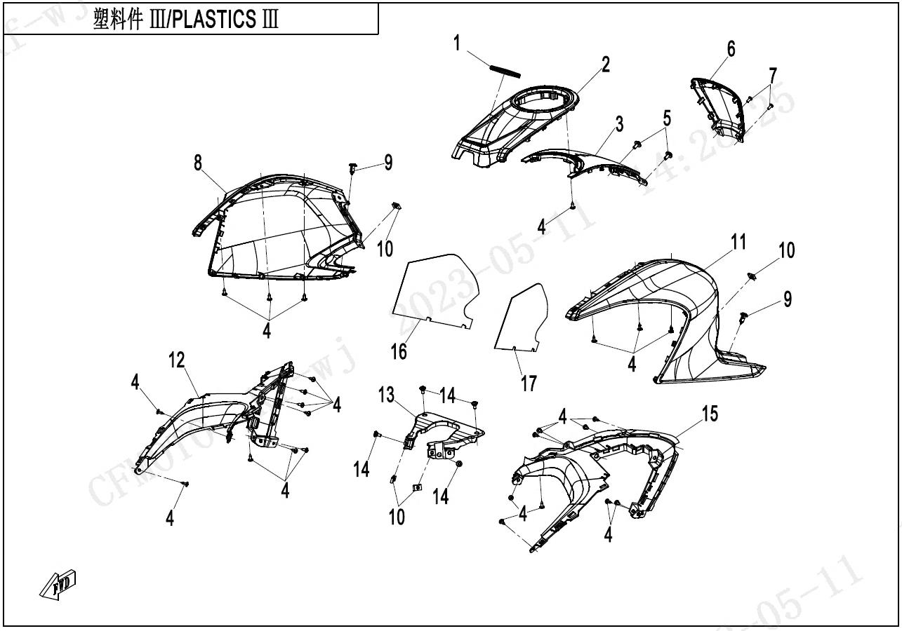 2024 CF MOTO 450NK PLASTICS 3 exploded diagram