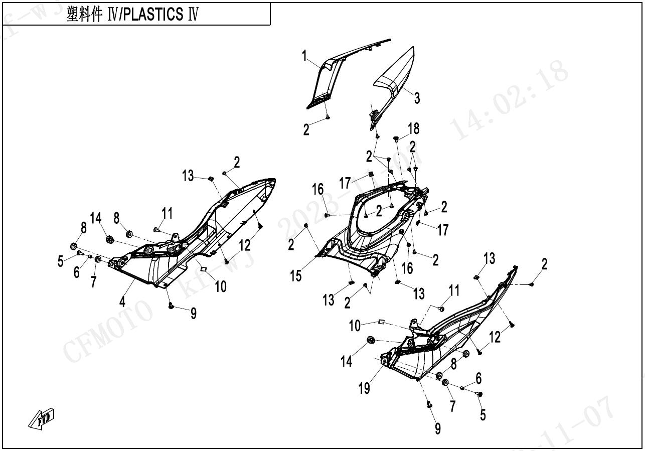 2024 CF MOTO 450NK PLASTICS 4 exploded diagram