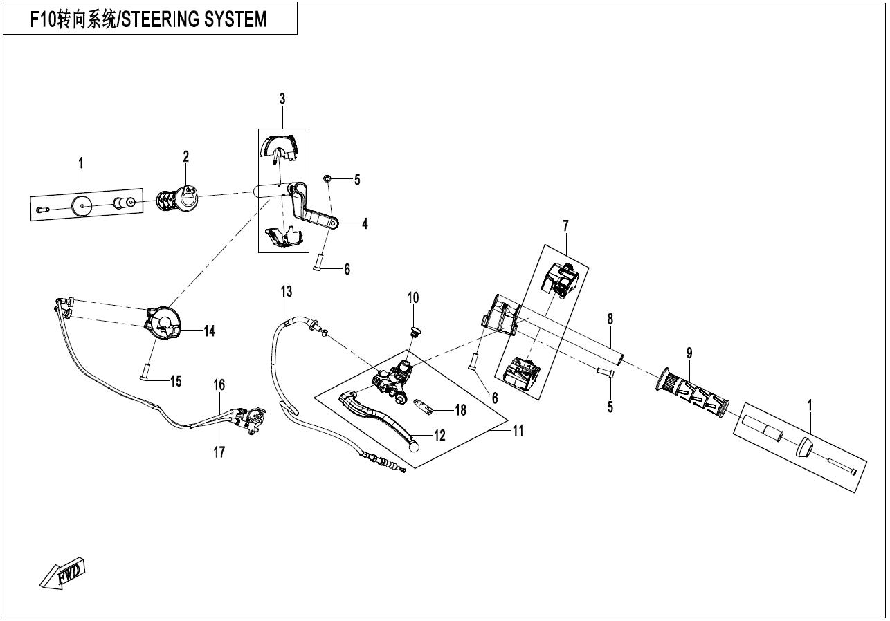 2023 CF MOTO 450SR STEERING SYSTEM exploded diagram