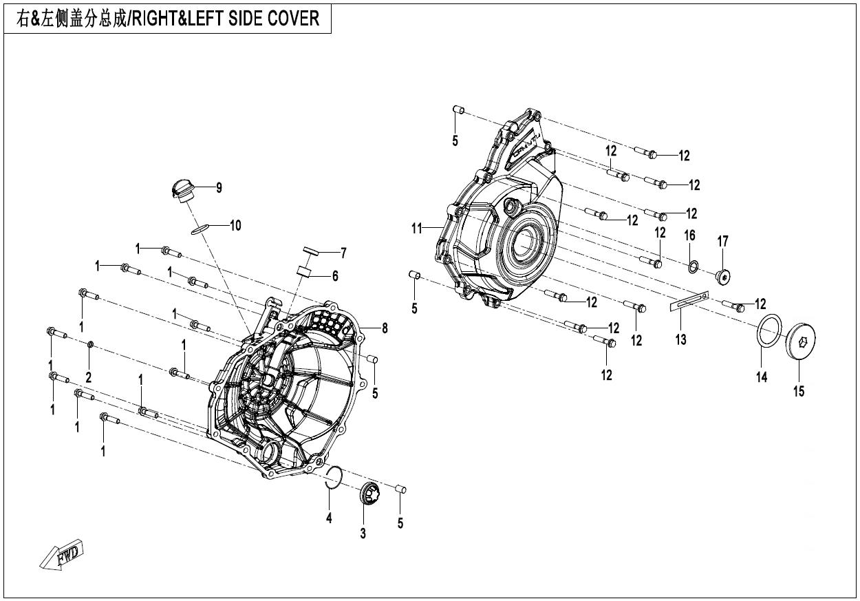 2025 CF MOTO 450SR LEFT & RIGHT SIDE COVER exploded diagram
