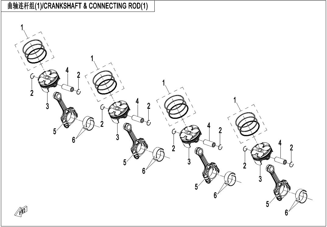 2025 CF MOTO 500SR VOOM CRANKSHAFT &CONNECTING ROD 1 exploded diagram