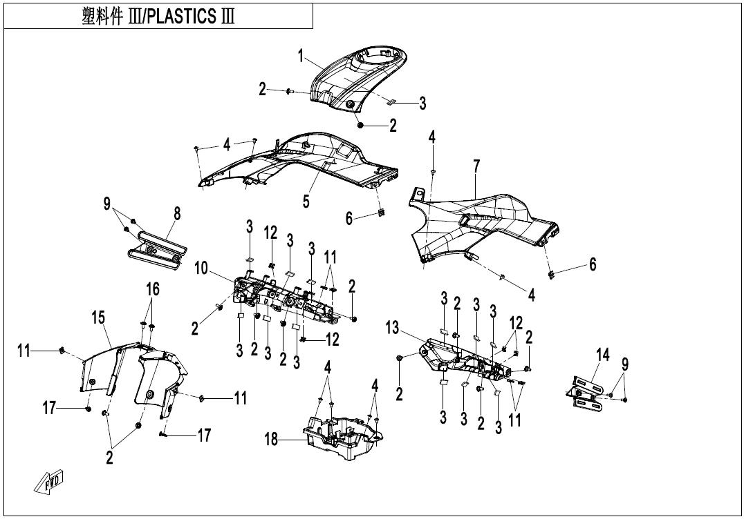 2025 CF MOTO 500SR VOOM PLASTICS 3 exploded diagram
