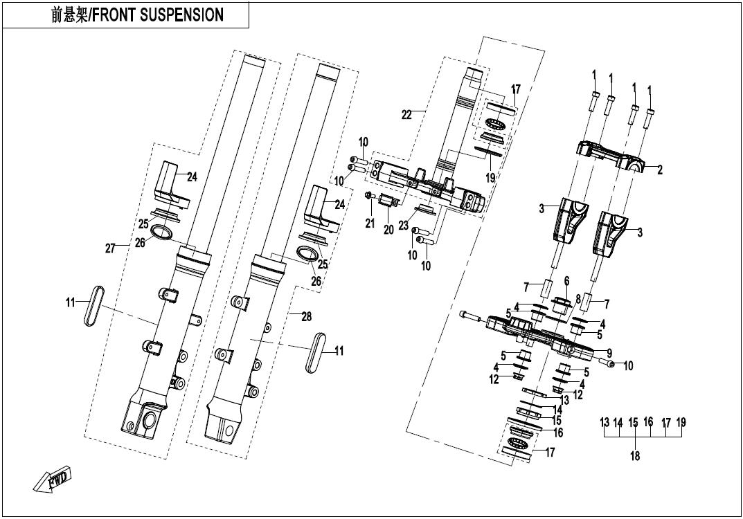 2023 CF MOTO 650GT FRONT SUSPENSION