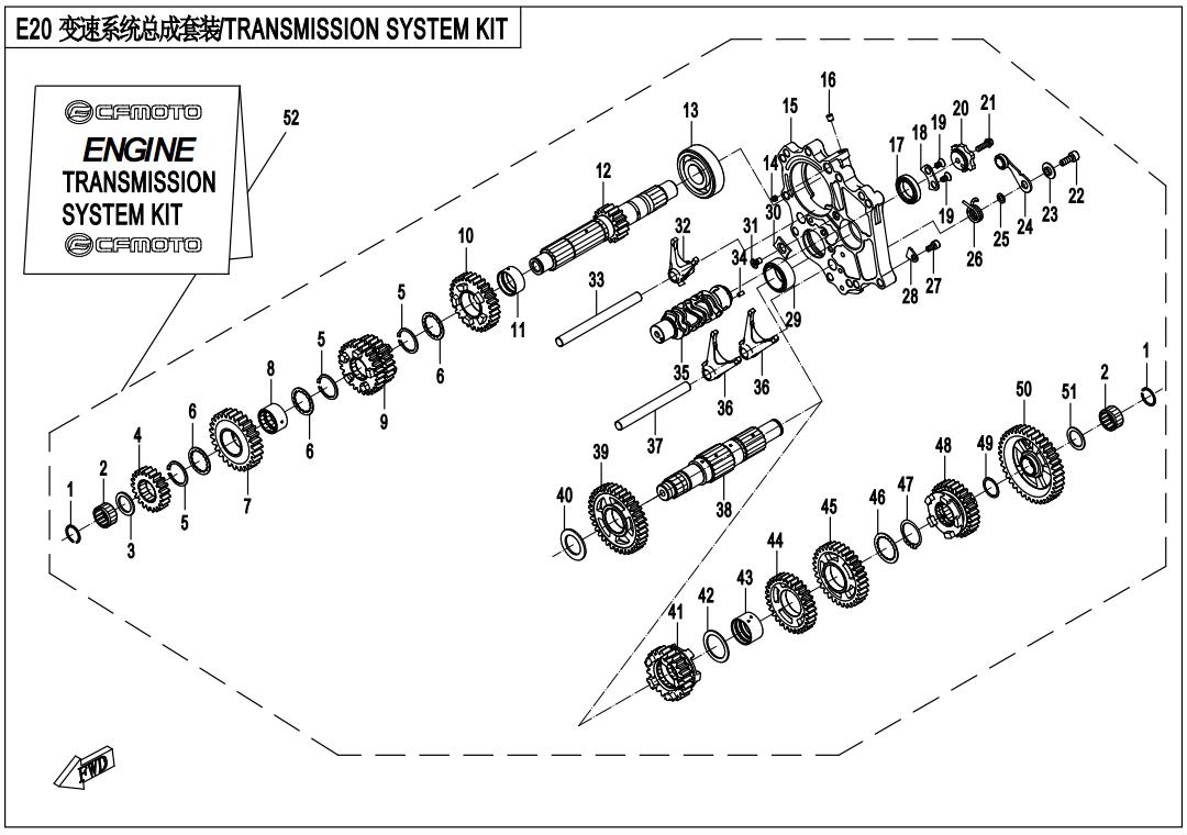 2018 CF MOTO 650MT TRANSMISSION SYSTEM KIT exploded diagram