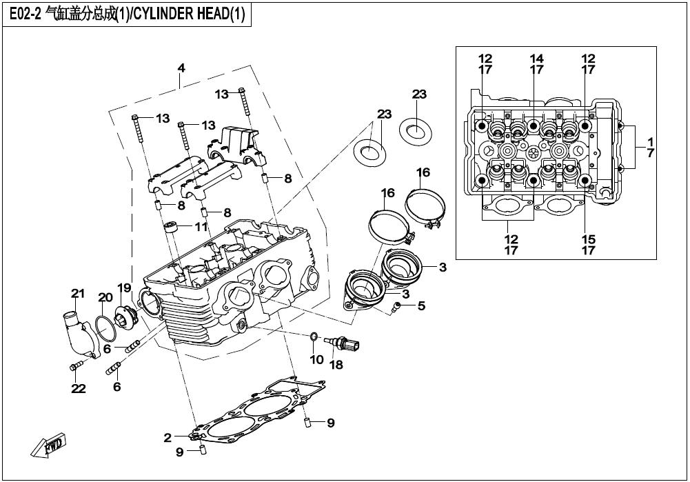 2022 CF MOTO 650MT CYLINDER HEAD ASSY (1) exploded diagram