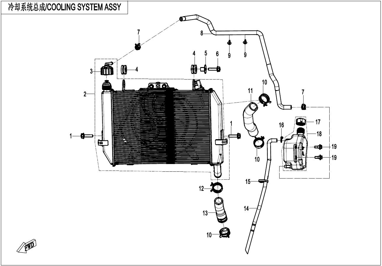 2025 CF MOTO 675 NK COOLING SYSTEM exploded diagram