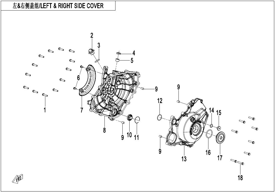 2025 CF MOTO 675 SR-R LEFT& RIGHT SIDE COVER exploded diagram