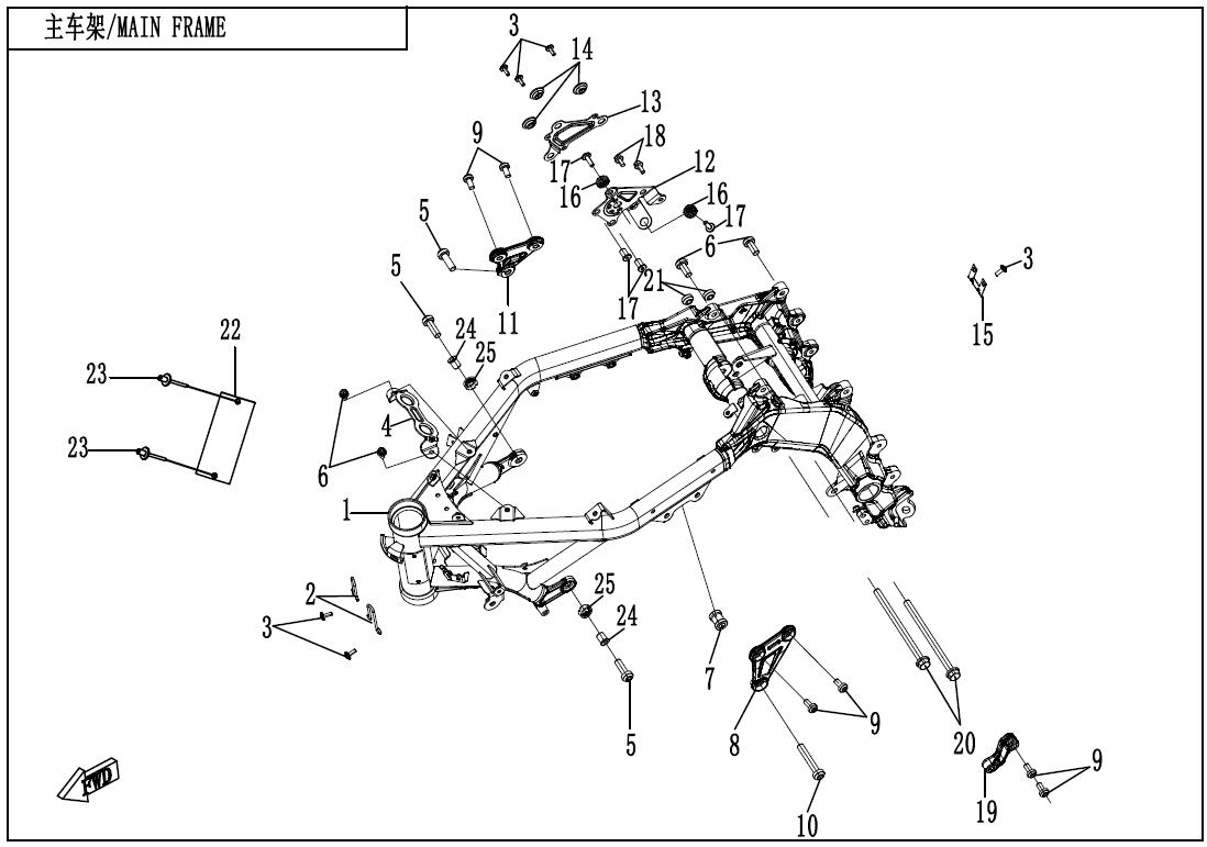 2025 CF MOTO 675 SR-R MAIN FRAME