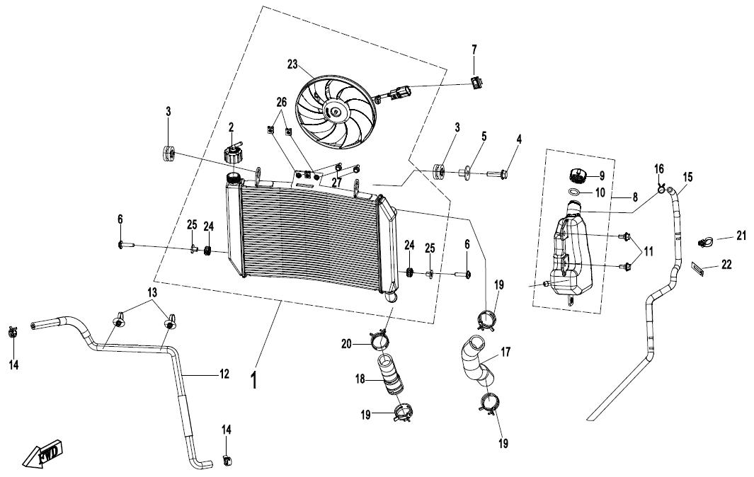 2025 CF MOTO 675 SR-R COOLING SYSTEM