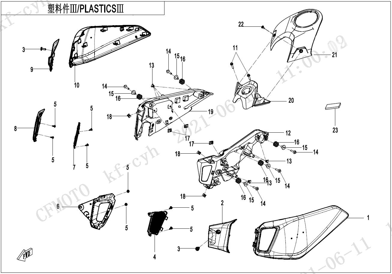 2023 CF MOTO 700CL-X ADVENTURE PLASTICS 3 exploded diagram