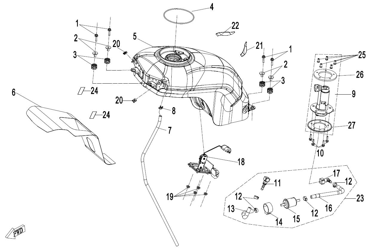 2023 CF MOTO 700CL-X ADVENTURE FUEL TANK