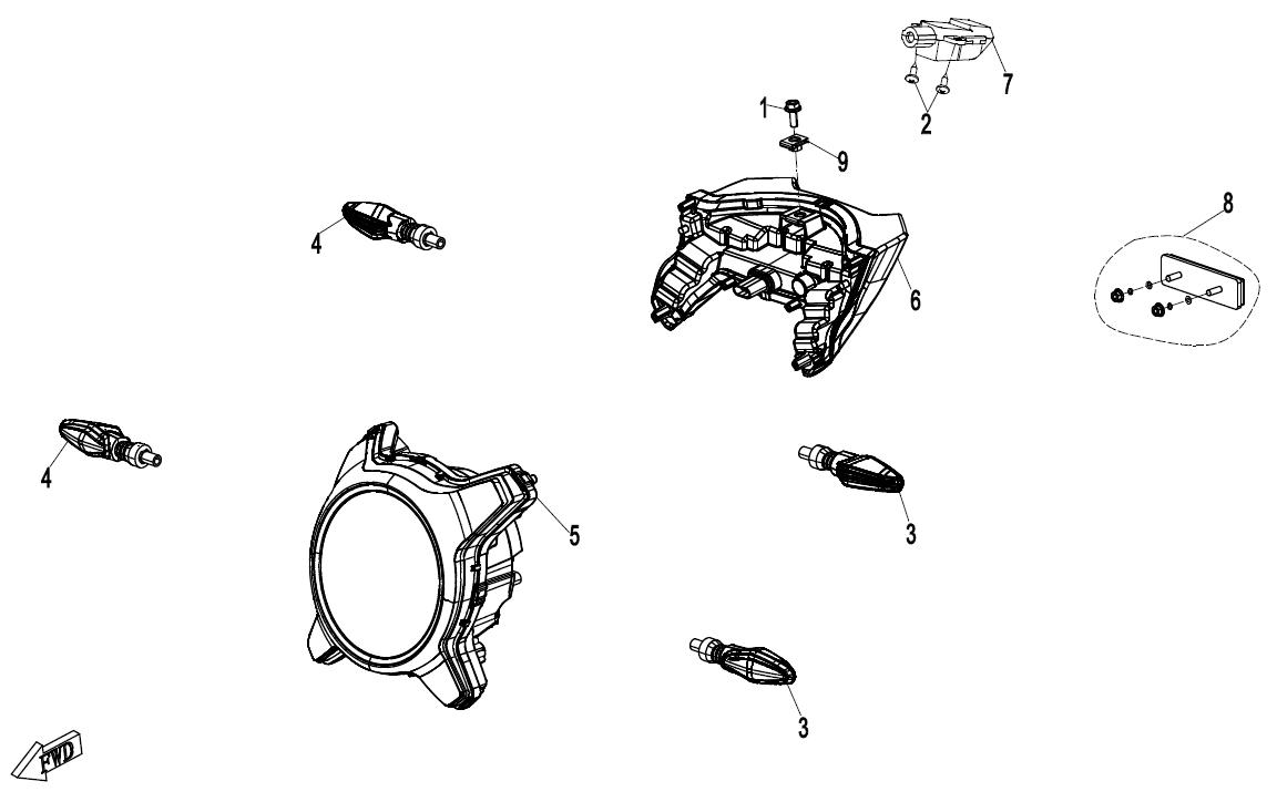 2023 CF MOTO 700CL-X ADVENTURE LIGHTS exploded diagram