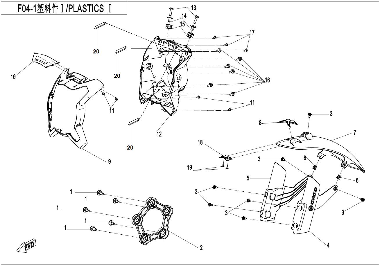 2021 CF MOTO 700CL-X HERITAGE PLASTICS1 exploded diagram