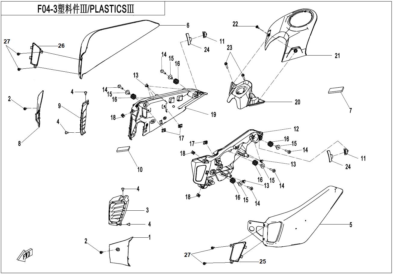 2023 CF MOTO 700CL-X HERITAGE PLASTICS 3 exploded diagram