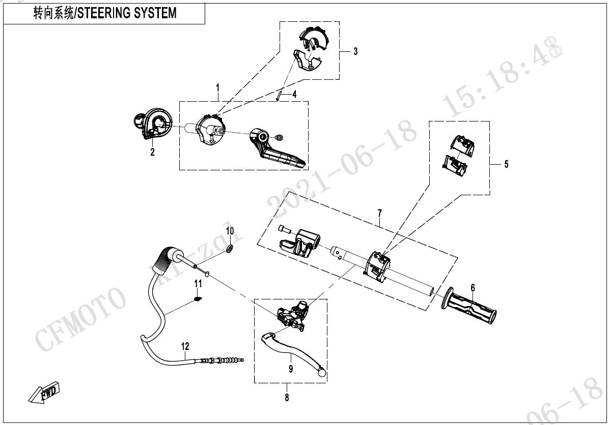 2023 CF MOTO 700CL-X SPORT STEERING SYSTEM exploded diagram