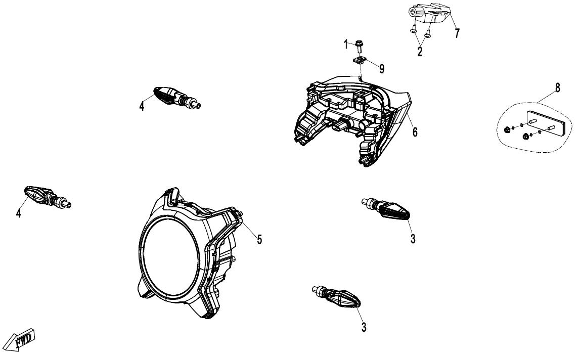 2023 CF MOTO 700CL-X SPORT LIGHTS exploded diagram