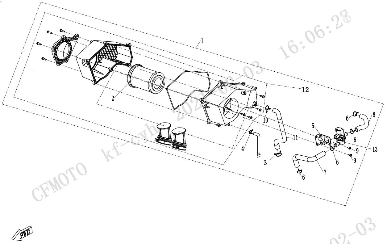 2023 CF MOTO 700CL-X SPORT AIR FILTER exploded diagram