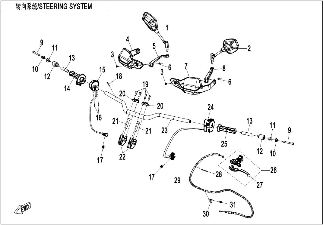 2025 CF MOTO 800 MT-X STEERING SYSTEM
