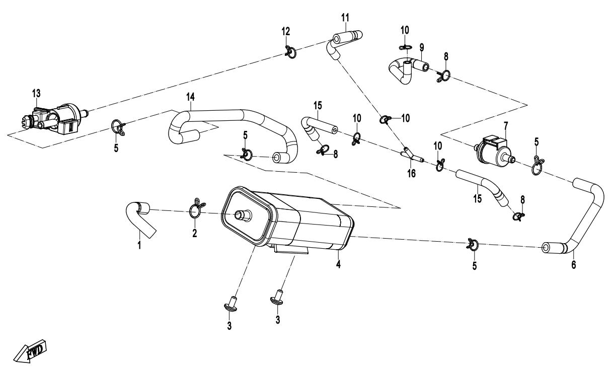 2023 CF MOTO 800MT FUEL VAPORIZATION SYSTEM exploded diagram