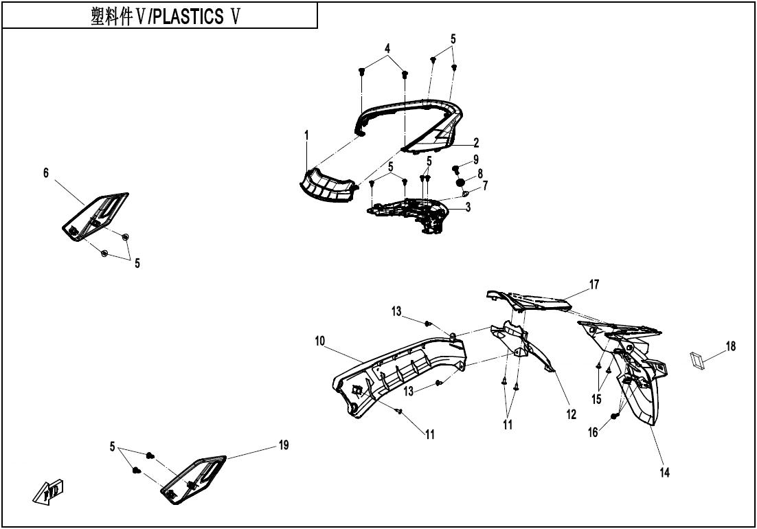 2023 CF MOTO 800NK PLASTICS5 exploded diagram