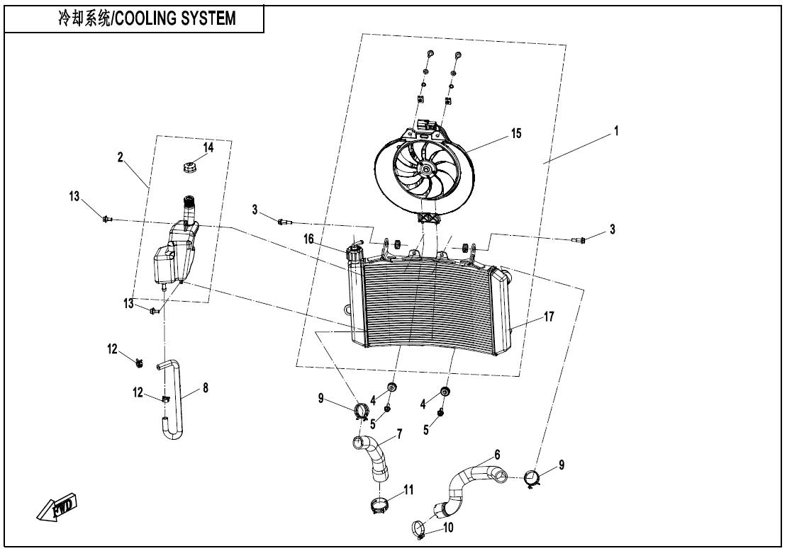 2023 CF MOTO 800NK COOLING SYSTEM exploded diagram
