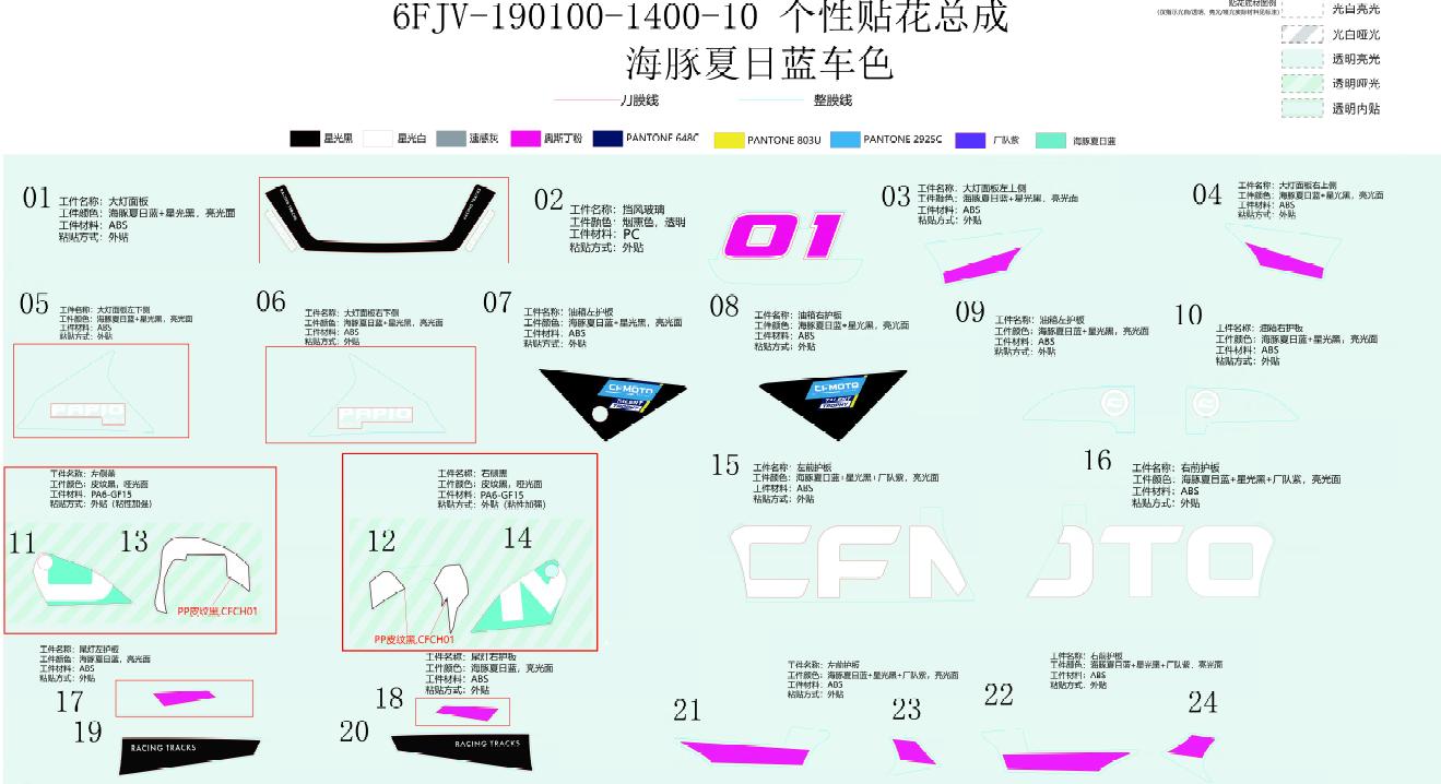 2026 CF MOTO PAPIO RACER DECAL ASSY (FOR BLUE BIKE)