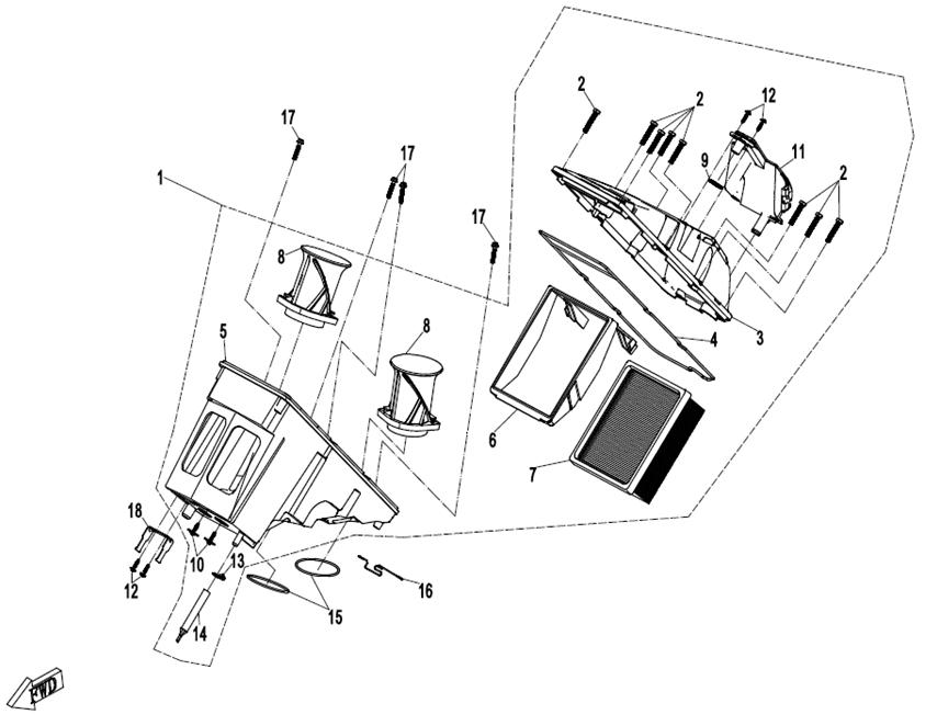 2024 CF MOTO 1250 TRG AIR FILTER exploded diagram