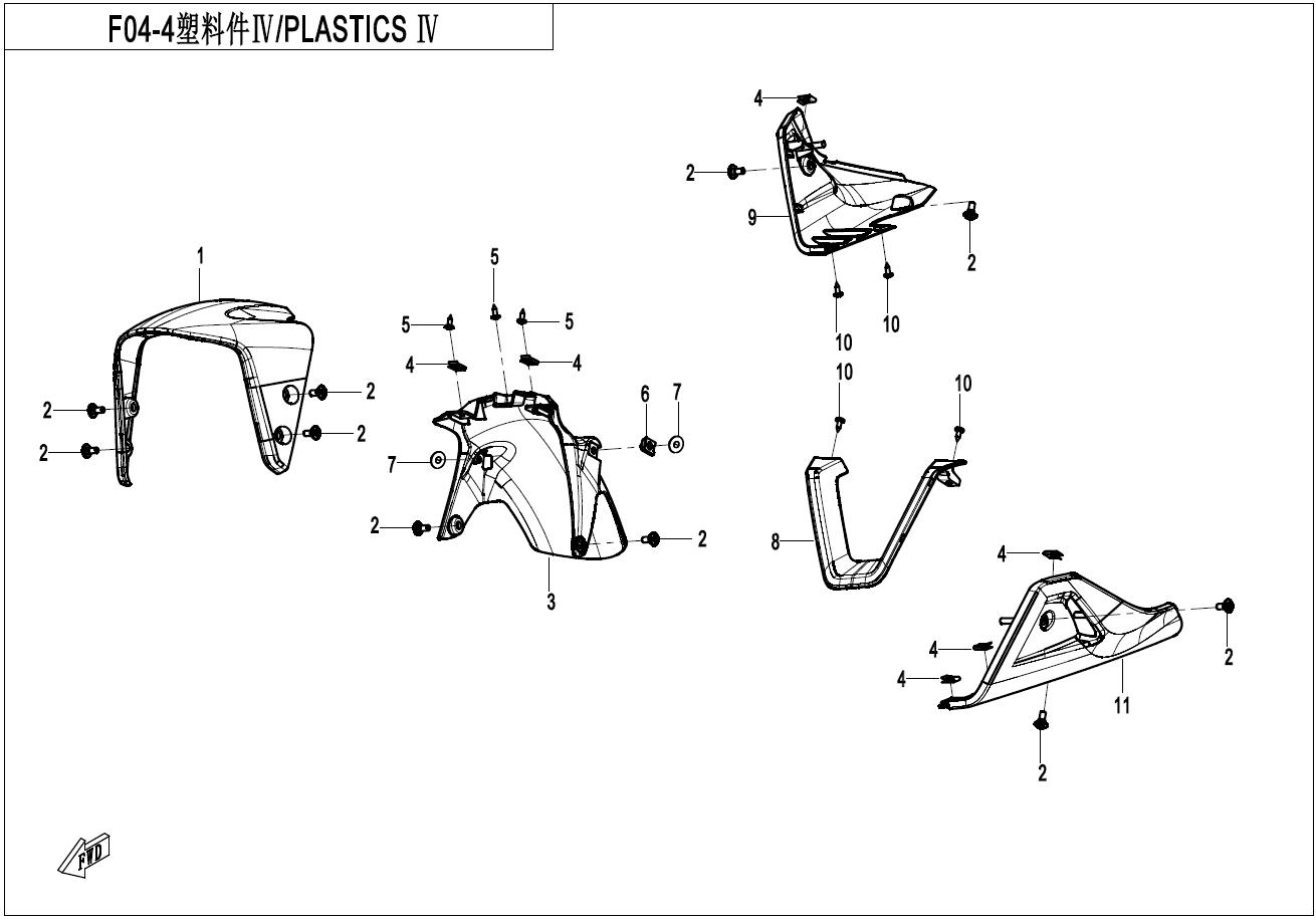 2023 CF MOTO XO PAPIO PLASTICS Ⅳ exploded diagram