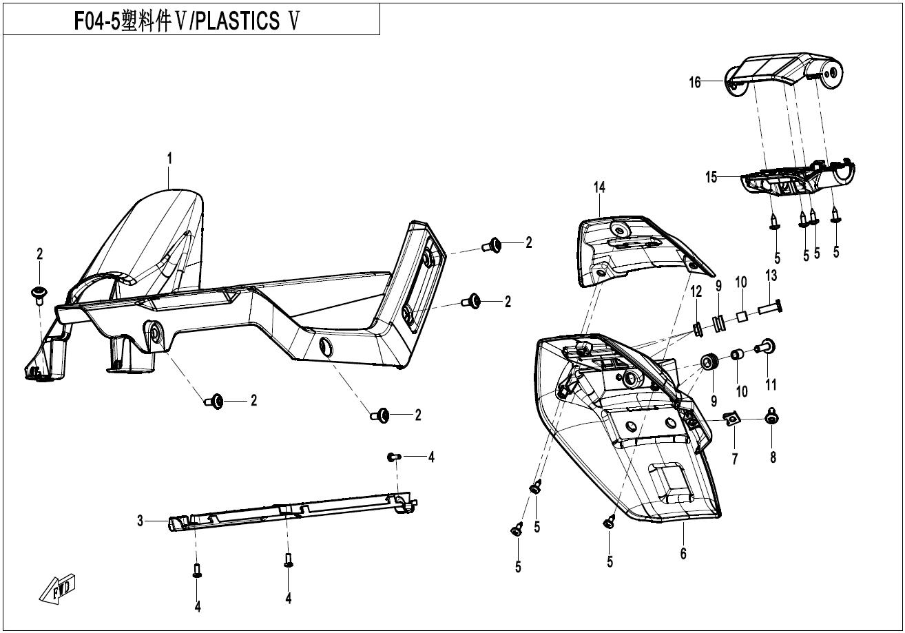 2023 CF MOTO XO PAPIO PLASTICS Ⅴ exploded diagram