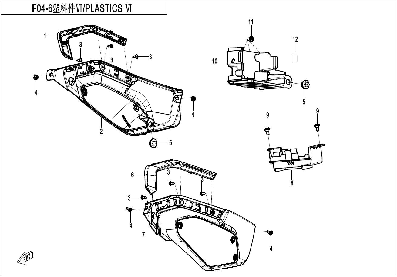 2023 CF MOTO XO PAPIO PLASTICS Ⅵ exploded diagram
