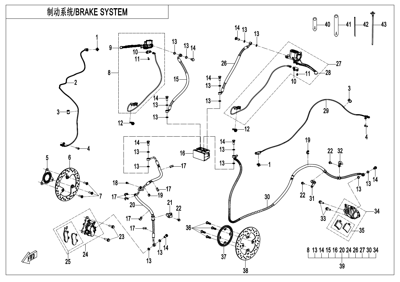 春风 150AURA BRAKE SYSTEM exploded diagram