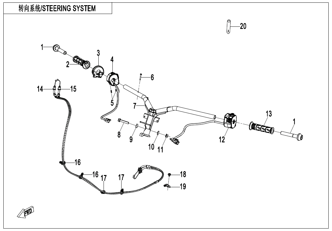 2024 春风 150SC STEERING SYSTEM exploded diagram