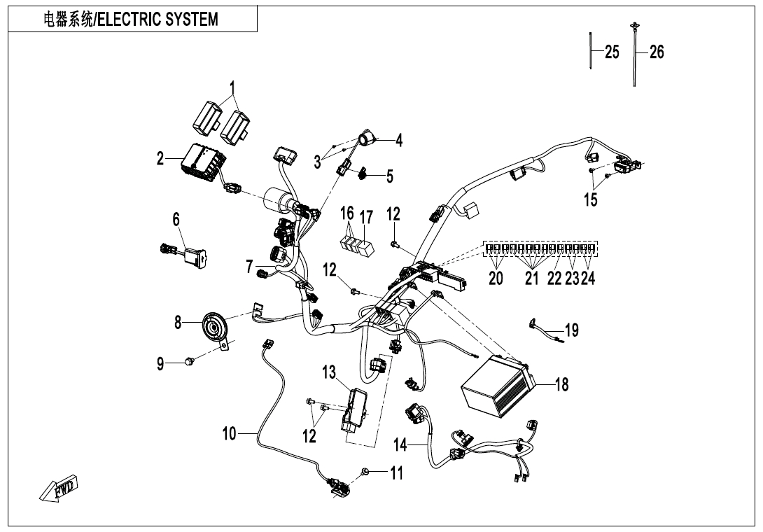 2024 春风 150SC ELECTRIC SYSTEM exploded diagram