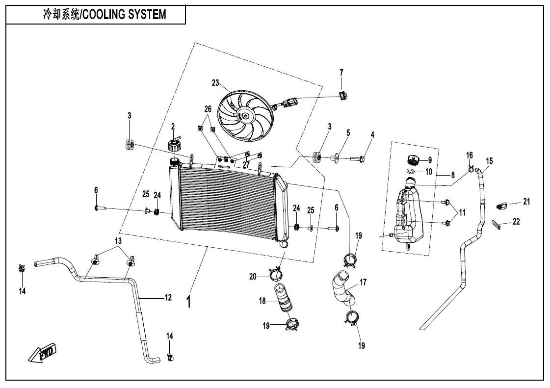 2025 春风 SR 675SR-R COOLING SYSTEM exploded diagram