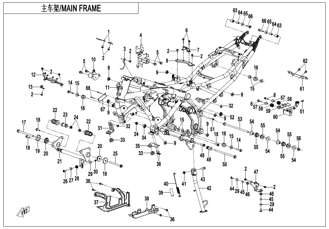 2025 春风 MT 700MT FRAME ASSY exploded diagram