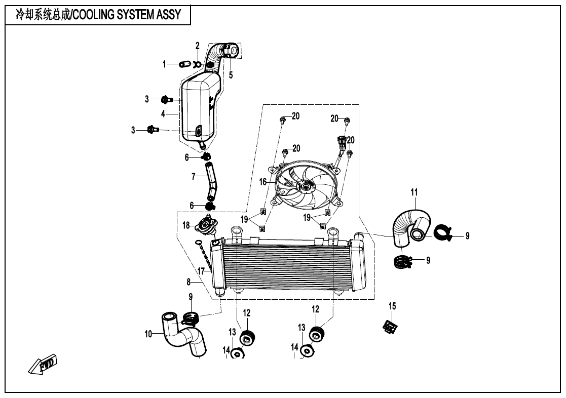 2025 春风 MT 700MT COOLING SYSTEM exploded diagram
