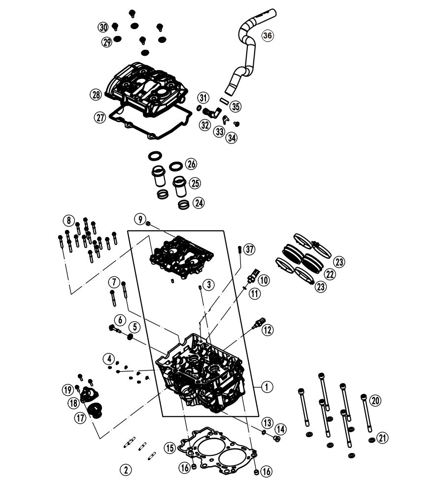 2025 春风 MT 800MT CYLINDER HEAD exploded diagram