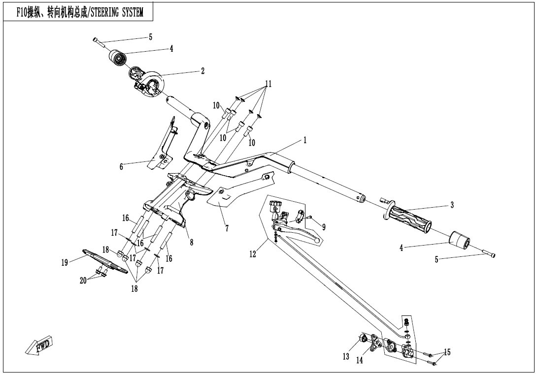 2020 春风 1250TR-G STEERING SYSTEM exploded diagram