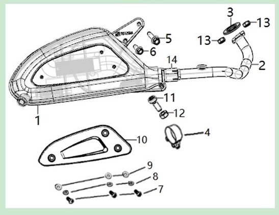 2022–2023 TG 125 AC CBS E5 (2022 – 2023) Two Piece Muffler exploded diagram