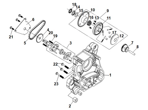 Right Crank Case & Oil Pump Assy