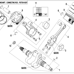 2021 UFORCE 800 CRANKSHAFT&CONNETING ROD&PISTON ASSY exploded diagram