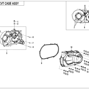 2025 ZFORCE 800 Trail CVT CASE ASSY exploded diagram