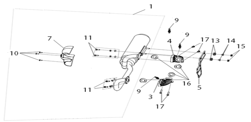 2025–2026 V-Cruise 125 E5+ (2025 – 2026) F03 - EXHAUST exploded diagram
