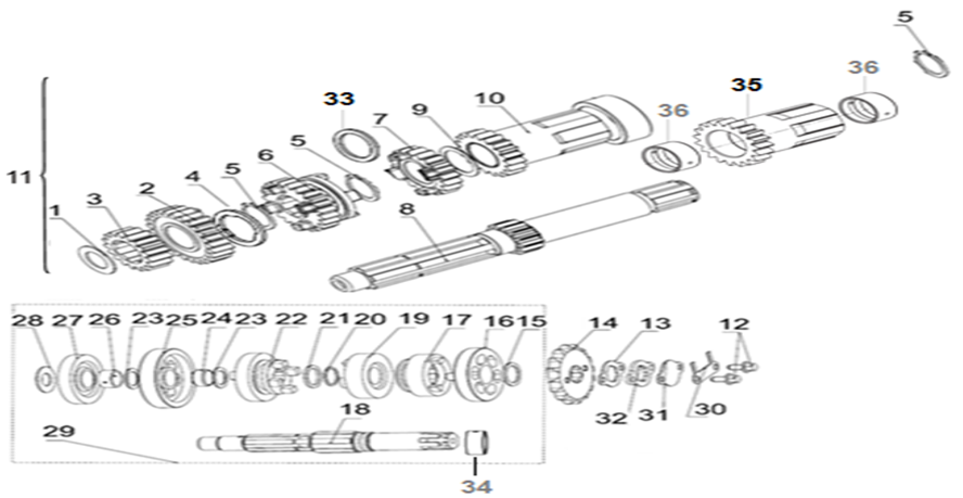 E11 - COUNTER & DRIVESHAFT ASSY