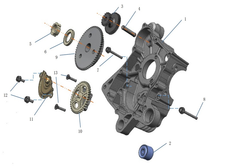 2021–2023 GP 125 AC CBS E5 (2021 – 2023) R Crank Case & Oil Pump Assy exploded diagram