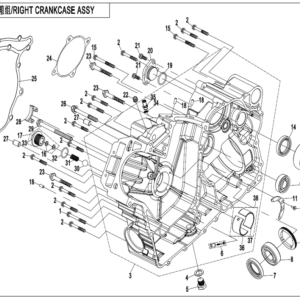 2022 CFORCE 800 XC RIGHT CRANKCASE ASSY exploded diagram