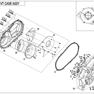 2020 CFORCE 800 XC CVT CASE ASSY exploded diagram