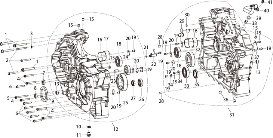 E01 - Left & Right Crankcase