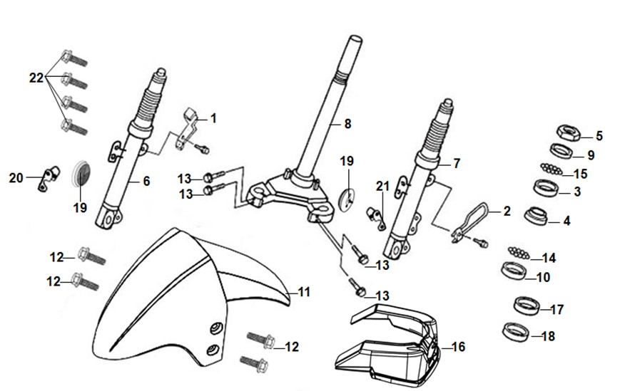 STEERING STEM + FRONT CUSHION
