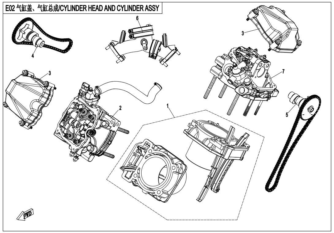 CYLINDER HEAD AND CYLINDER ASSY.